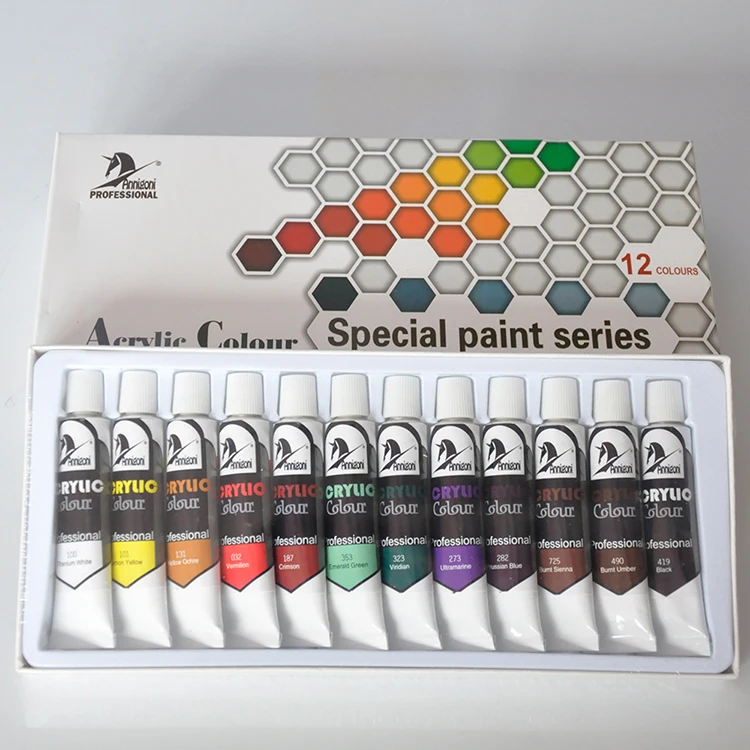 Acrylic Paint Set 12 Colors 12ml Art Craft Paint Supplies Packed In Bottle For Kids, Student And Artist