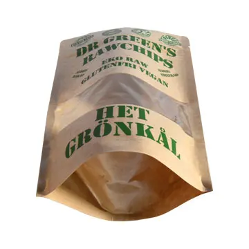 Window Doy Pack Custom Size Laminated Stand Up Zip lock Pouch Kraft Paper Bag with Airtight Zipper