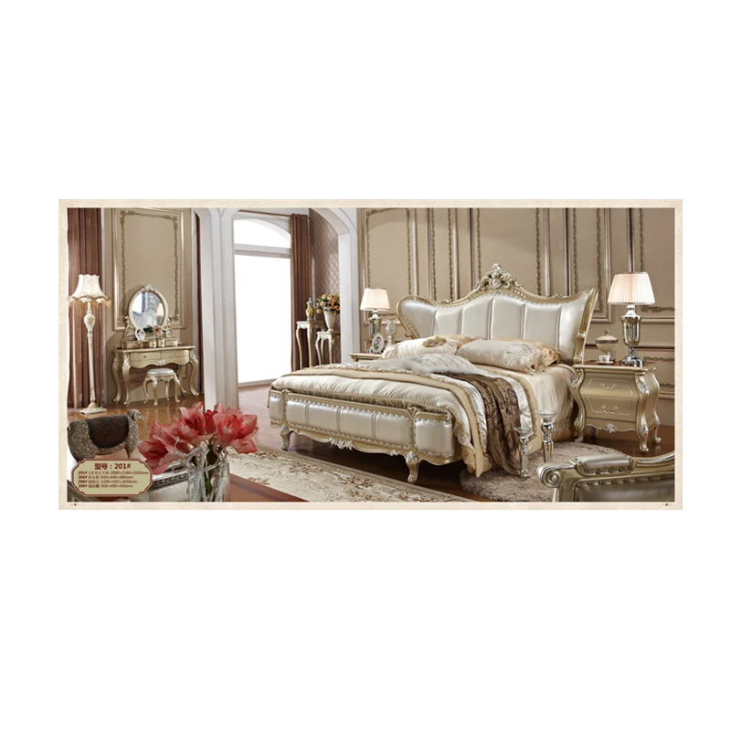 European Antique wedding bedroom set Classic Hand Carved French Luxury  bed design furniture wooden