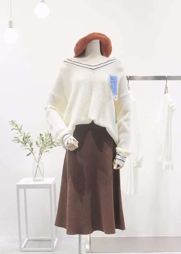 
ZH0116X winter long pure color high waist elasticity women knit skirt 
