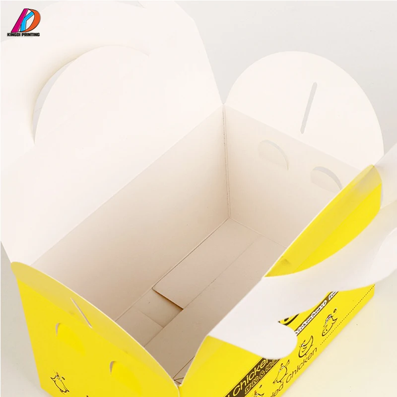 Food grade carry handle paper cardboard box for fried chicken