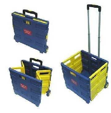 Plastic folding shopping cart