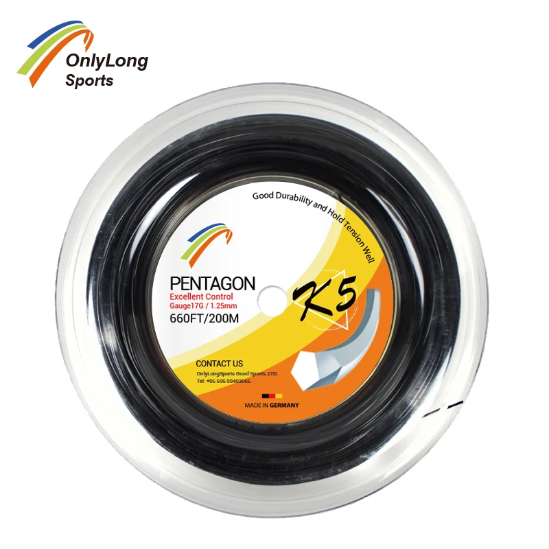 ONLYLONG Customized LOGO Tennis racket strings pentagon K5 17G/1.25mm