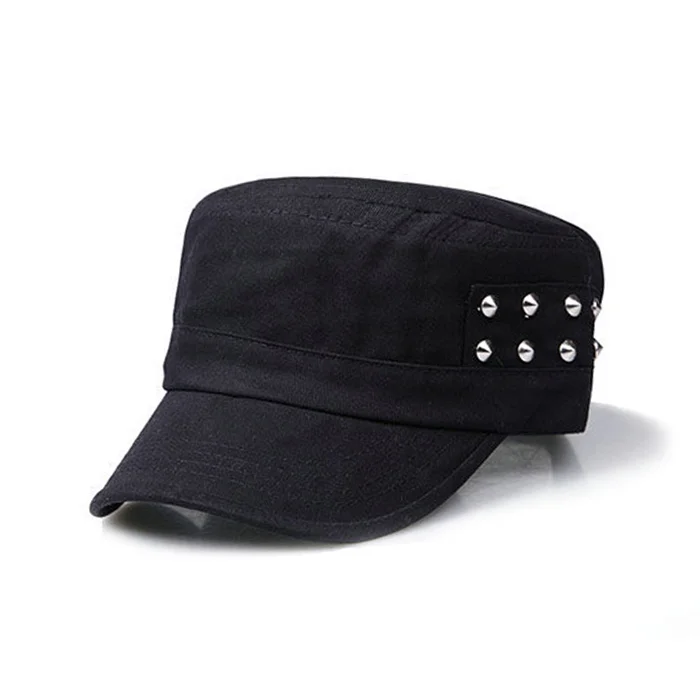 Bead canvas train conductor studded patrol flat top cap