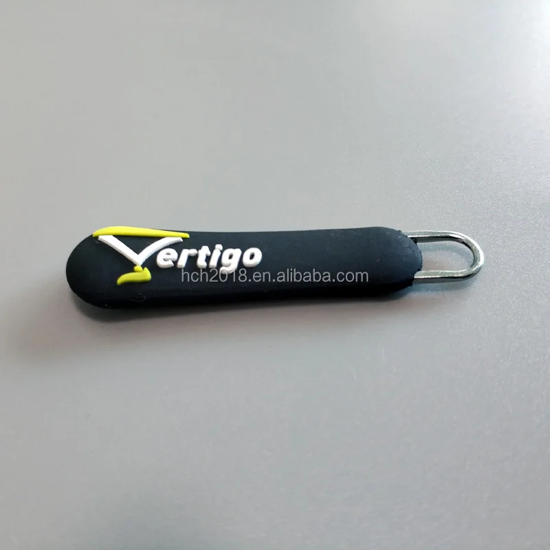 Embossed logo charms metal zipper pull head