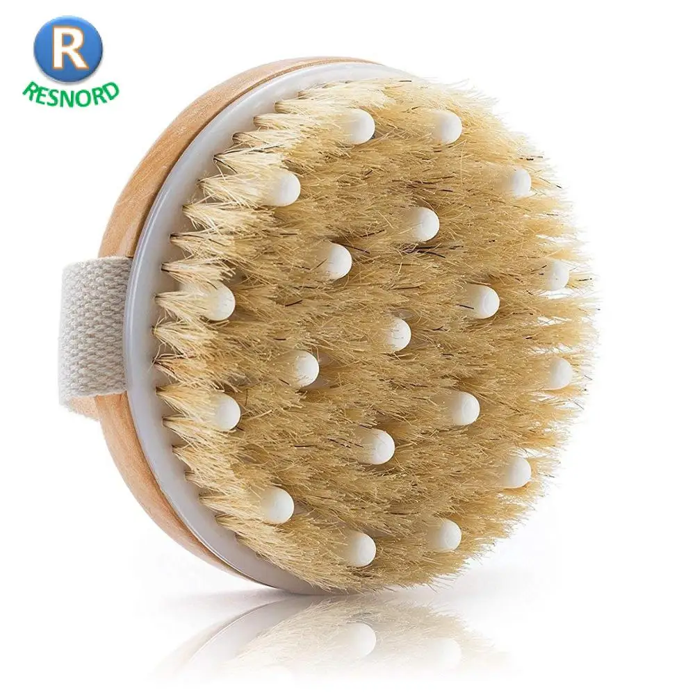
Organic Spa Exfoliation Massage Scrub Brush With Natural Boar Bristles Dry Brush 