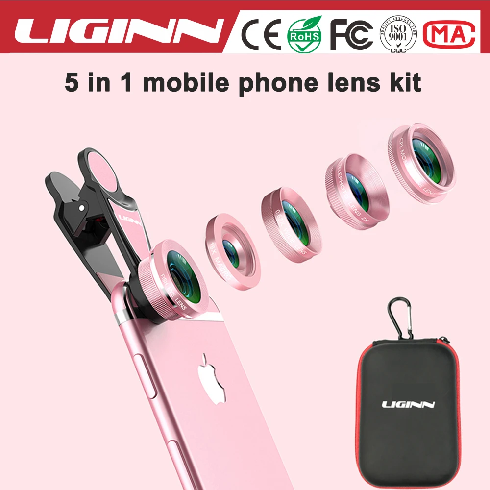 Liginn 5 в 1 фото объектив macrotelephoto широкоугольный Рыбий глаз CPL объектив Комплект для iPhone 5/5S/ 6