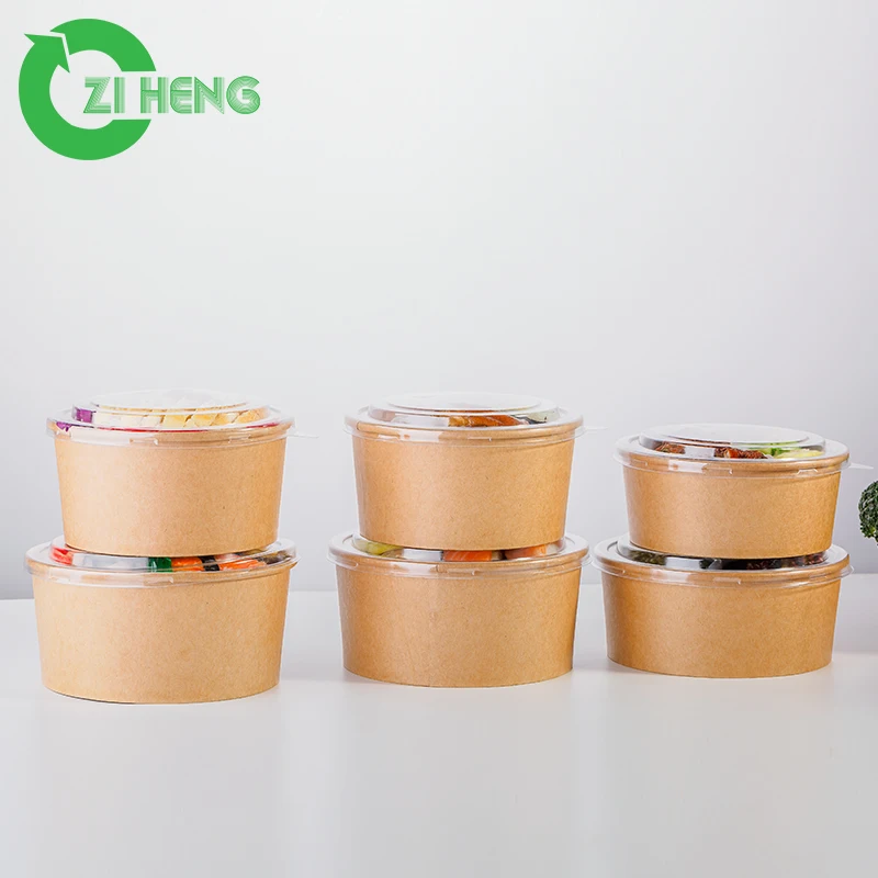 Eco friendly disposable custom logo printed take away soup bowl craft 250ml-1500ml
