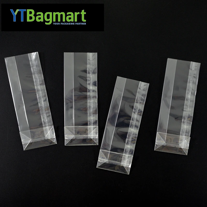 Custom Printed Heat Seal Square Bottom Plastic Bag Clear Opp Flat Bottom Packaging Bag
