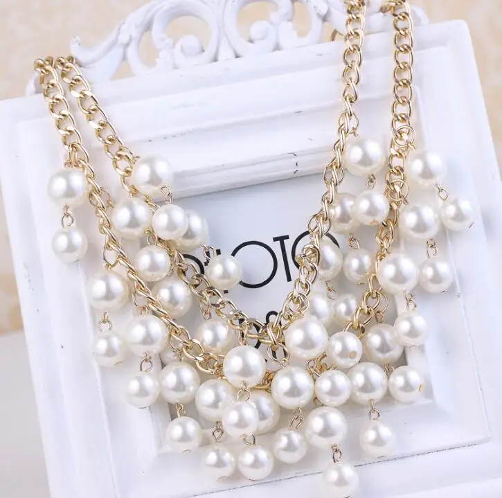 QD098 Huilin Jewelry Pearl Necklace Chain Multilayer Banquet Jewellery Women Girl