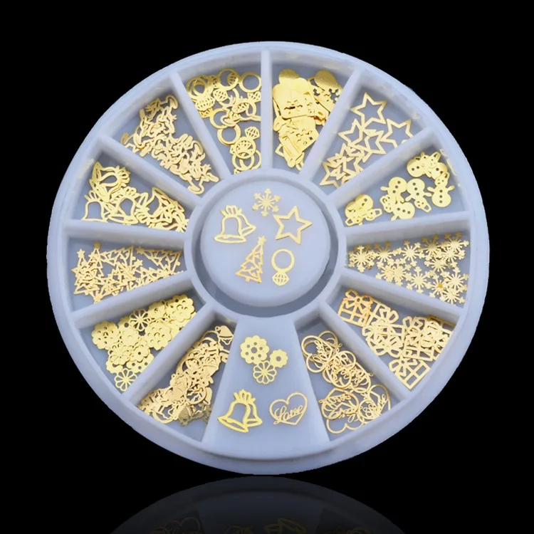 Gold Color DIY 3d nail art bijoux ongles strass ongles decoracion de unas nail glitter decorazioni