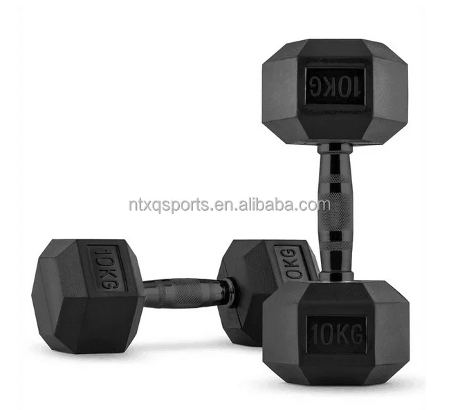 China exports black handle high quality rubber hex dumbbell