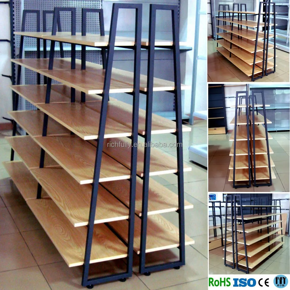 2016 new STEEL WOODEN SHELF for supermarket rack / store shelf