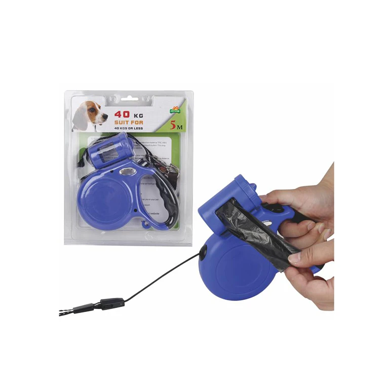 Оптовая продажа авто Smart двойной светодиодный Выдвижной нейлон собака поводок с сумка диспенсер