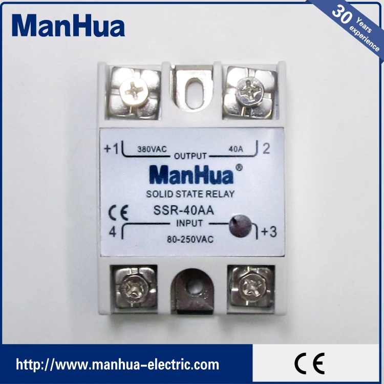 Oem MANHUA однофазные к сети переменного 80-250VAC 380VAC 40A белый твердотельные реле / SSR с CE