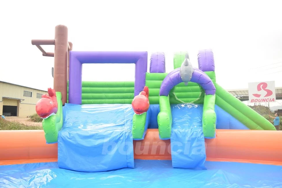 20m Big Portable Inflatable Water Sport Park Slide Pool For Land