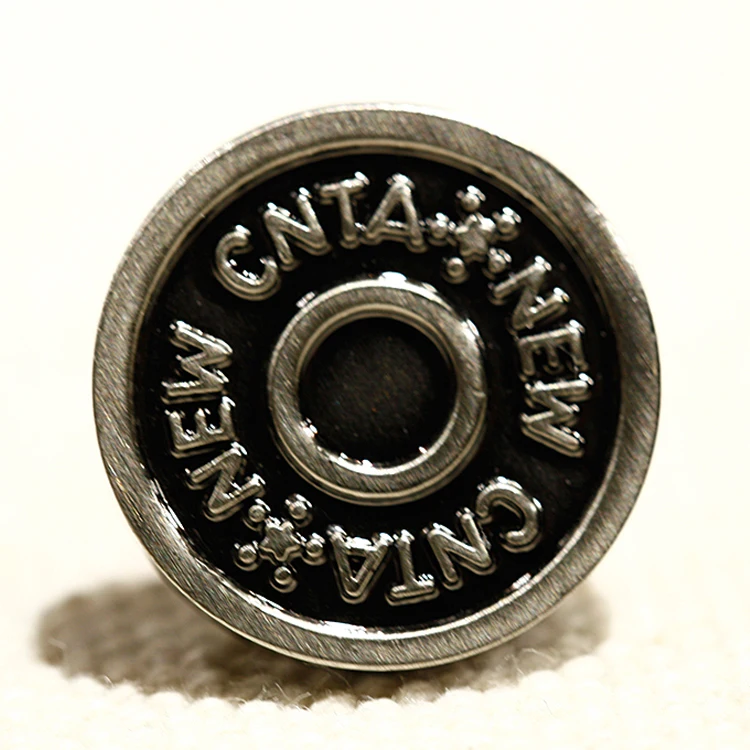 Custom Private Brand Name Logo Jeans Metal Badge Copper Zinc Alloy Round Metal Shank Badge Jeans Buttons Rivets Metal Button