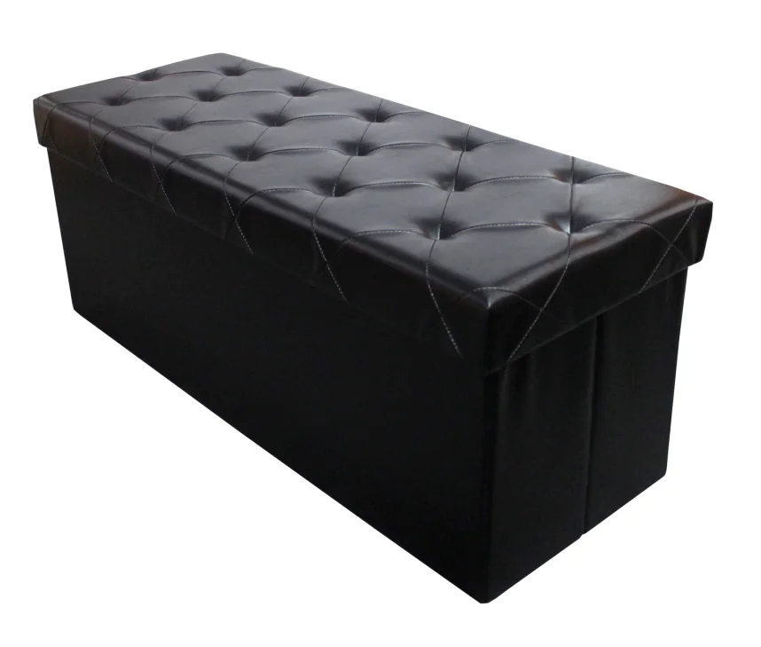 Customized Luxury waterproof Brown PU leather foldable Storage Ottoman bench set series for living room