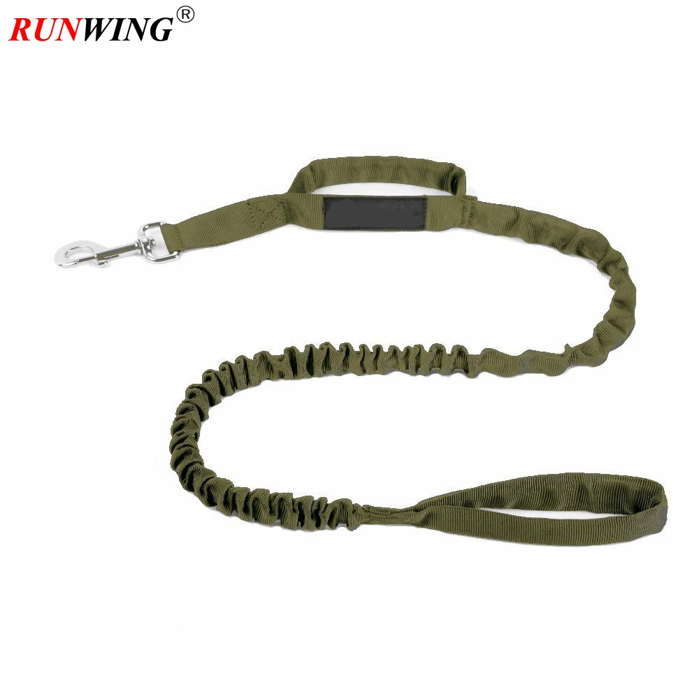 Double Handle Nylon Tactical Dog Leash, Swivel Carabiner Clip Dog Lead, Heavy Duty Bungee Leash for Dogs Leading Training