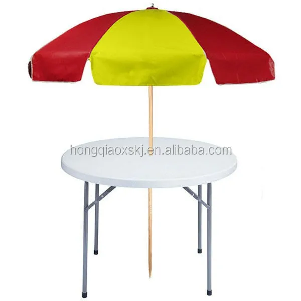 Outdoor used modern plastic foldable small round table with umbrella
