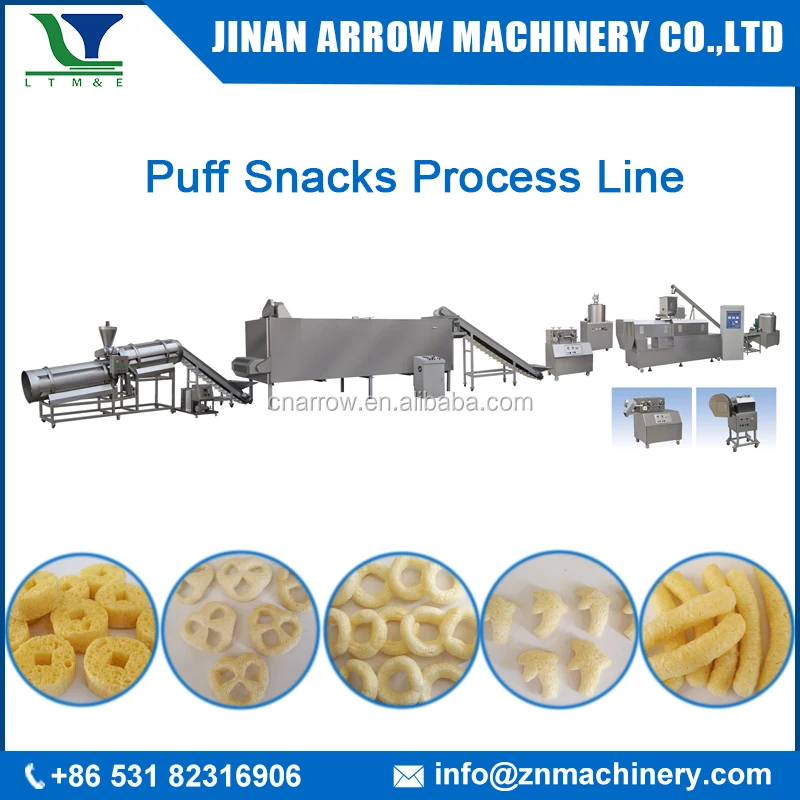 Automatic high quality puffed snacks and casual food making machine Convenient puffed corn casual food making equipment
