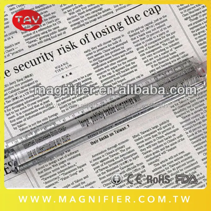 20см прозрачный мерный пластиковый бар Пользовательский логотип Prinited Magnifier линейки