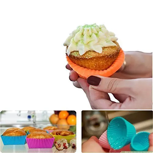 36 Pack Microwave Safe Reusable Silicone Cupcake Mini Baking Cups Silicone Cupcake Liners
