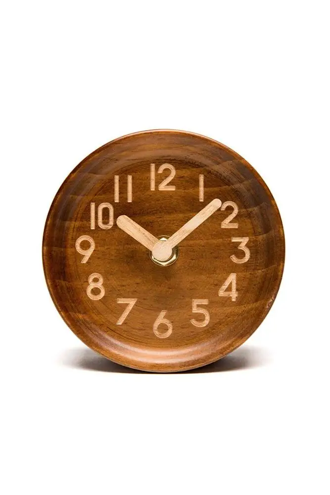 
Wooden Desk & Table Analog Clock Made of Genuine Pine,wooden clock 