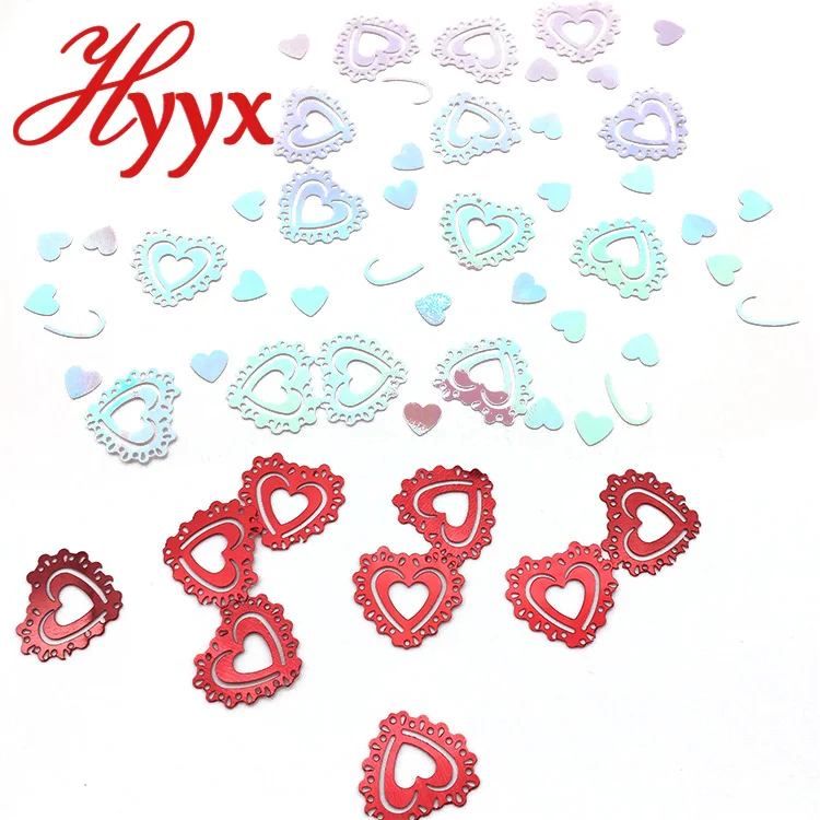 
HYYX 2018 fashion heart shape 30mm flat bulk loose decorative designs sequins 