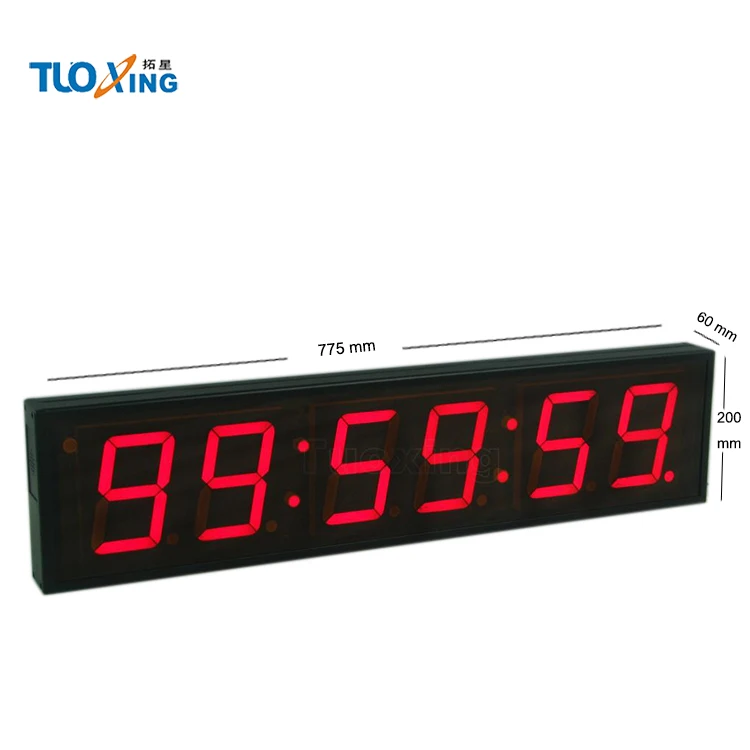 Indoor 5 inch 6 digit led digital clock display wall clock