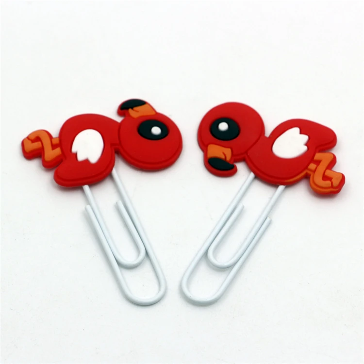 Factory custom wholesale pvc plastic flamingo bird clip for student