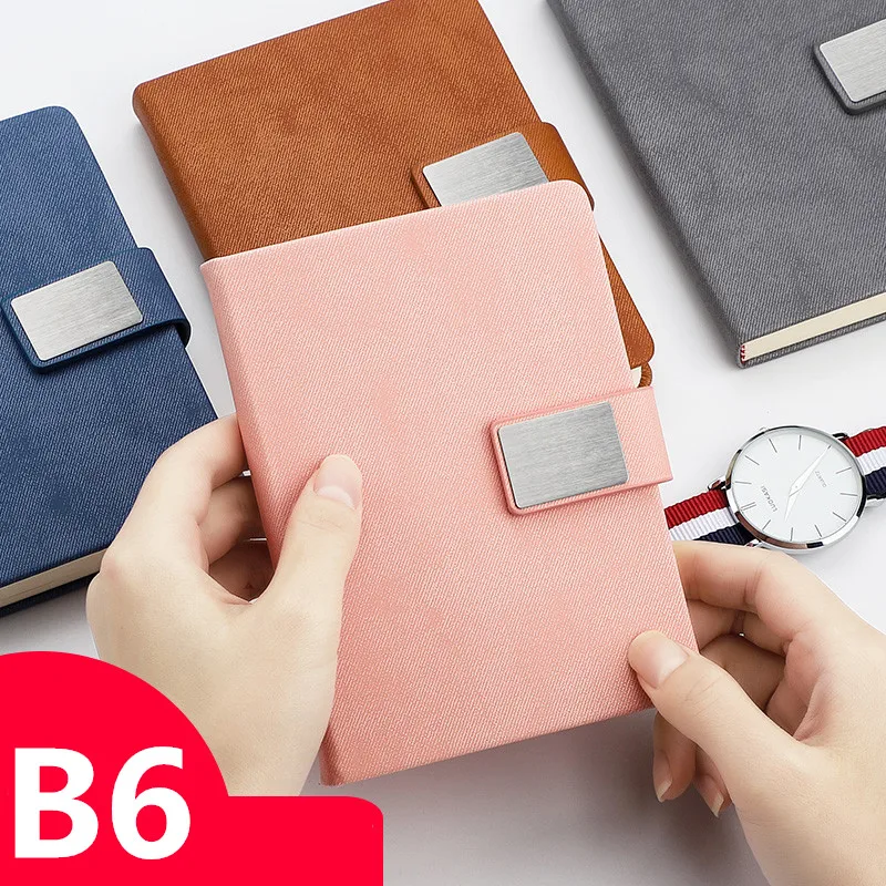 Fashion PU leather school stationery cute notebook diary hard cover business office pocket diary with magnetic buckle