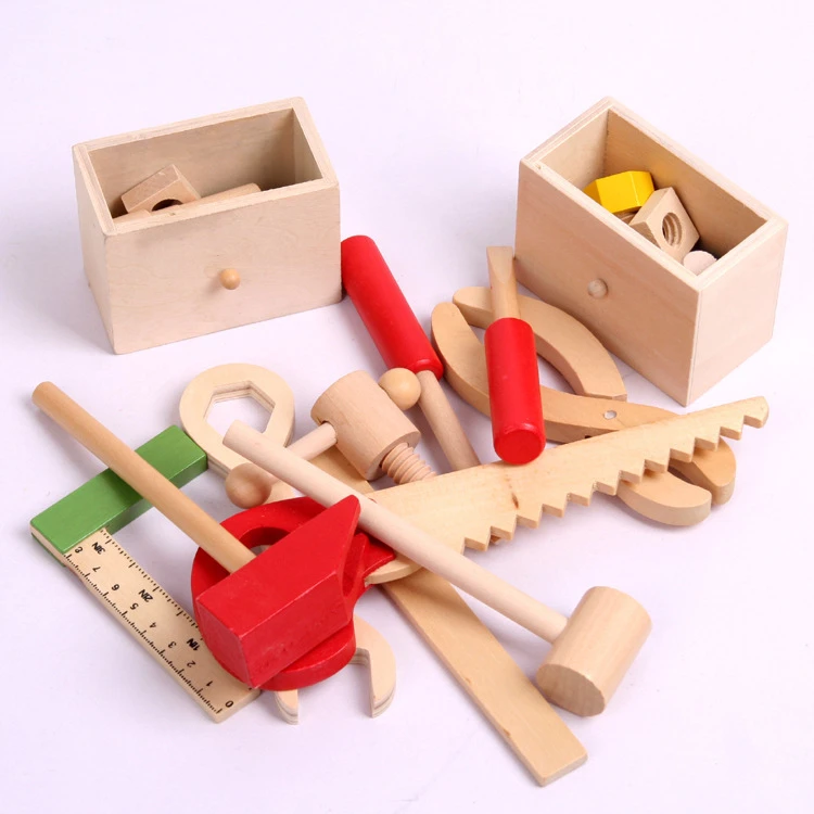 
Wooden tool box for boys play house toy box funny preschool toy 
