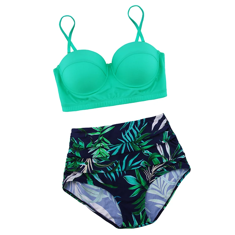 
Womens Sexy High Waisted Floral Tropical Style Bikini Swimwear 