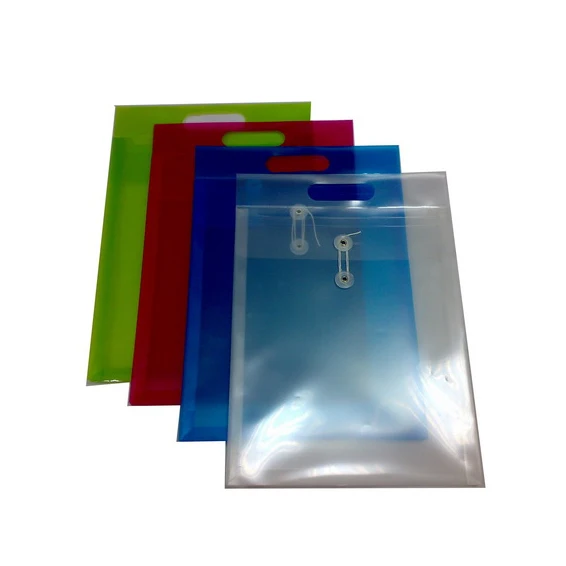 Desktop Handle Office String Tie Closure Plastic Envelopes Document Bag
