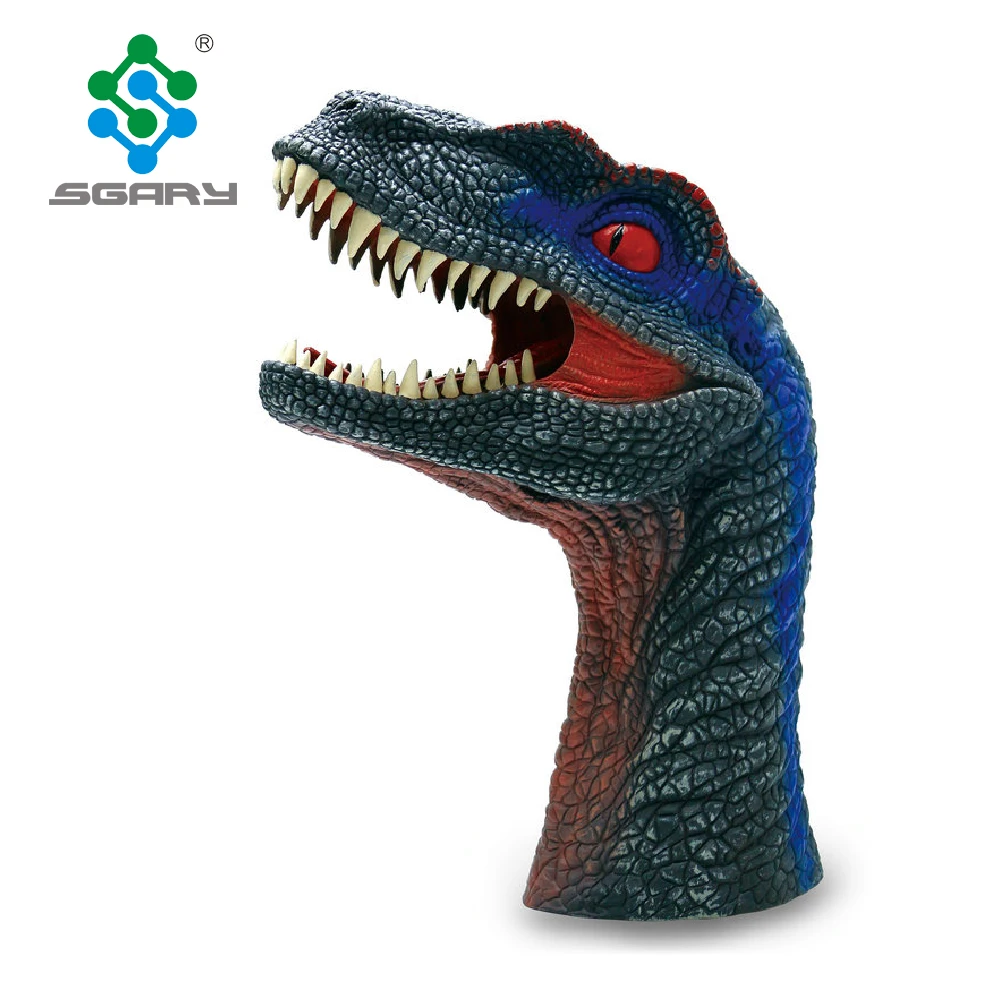 12inch entertainment dinosaur series soft rubber Raptor toy hand puppet