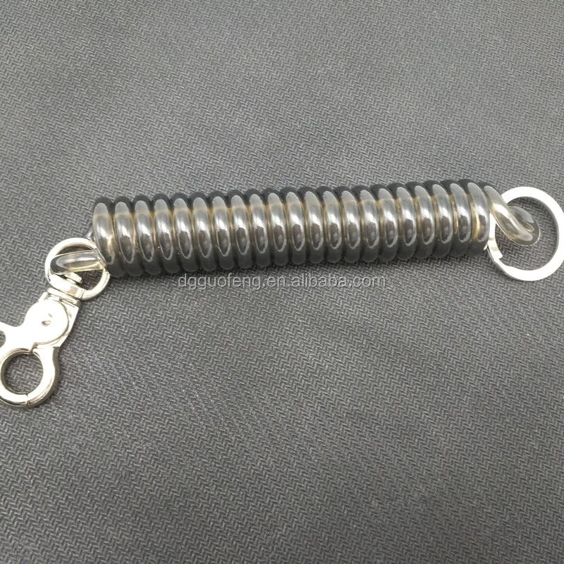Drop Protecting Coil Lanyard / Plastic Coiled Spring tool safety lanyard / Fishing Rod Spiral Coil lanyard With Stainless Hooks