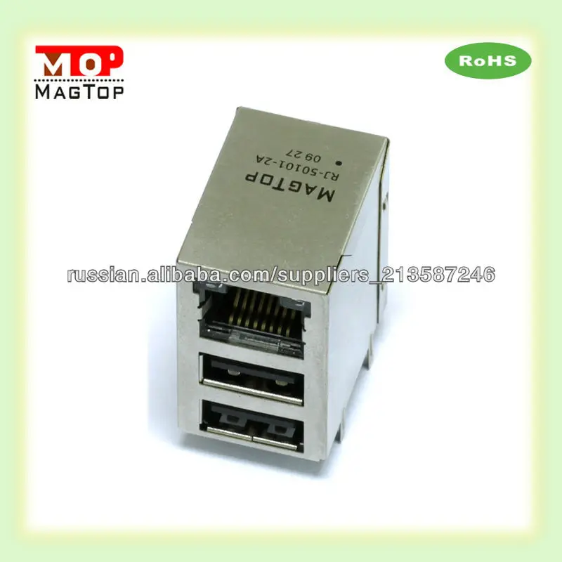 10/100/1000 Base-TX Intergrated Магнитные Двойной разъем USB