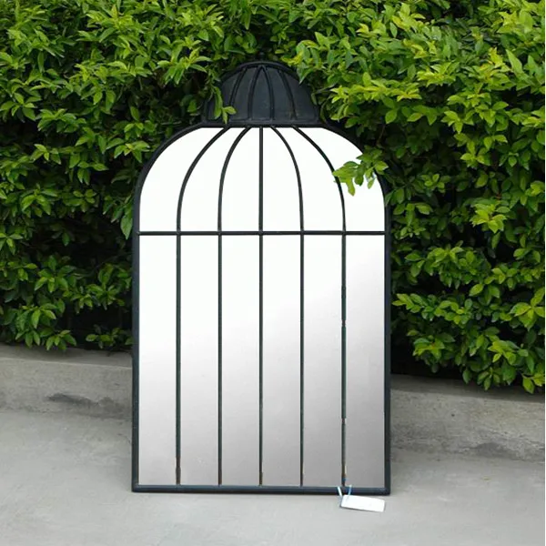 
Black Ornate Garden Mirror Wrought Iron Frame Antique Decorative 