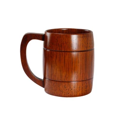 Classic Natural  Wood Handmade Beer Mug with Handle 500ml