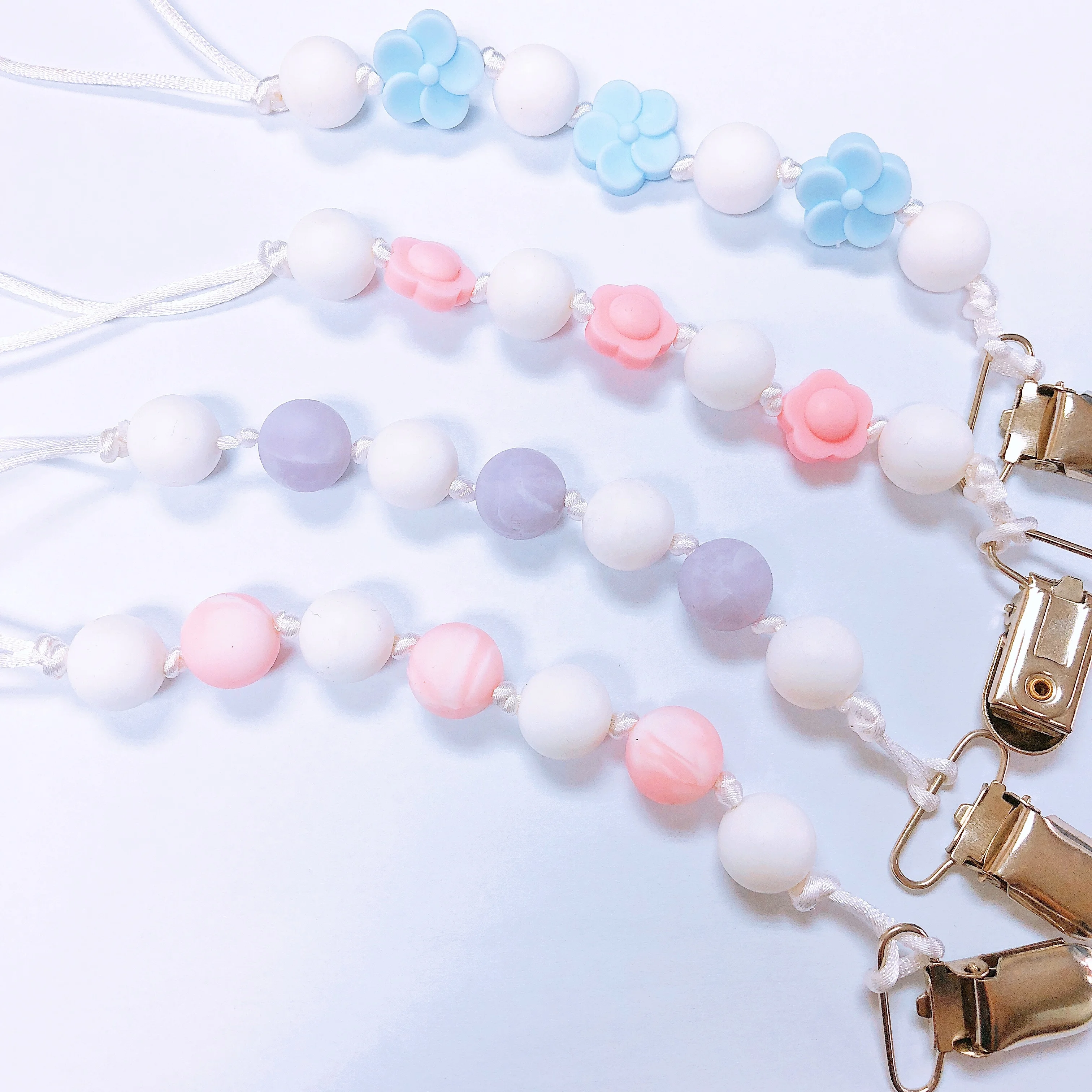 
Customize DIY Necklace Soft Silicone Beads Teether Holder Pacifier Clip Chain 