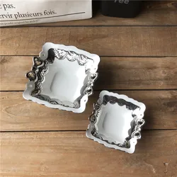 hight quality square shape electroplate silver ceramic fruit bowl from chaozhou