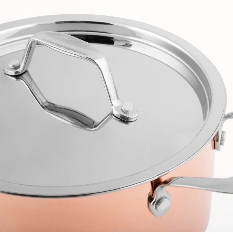 
new design 20 cm 3ply copper casserole stainless steel casserole cookware 4 quart pot with stainless steel lid 