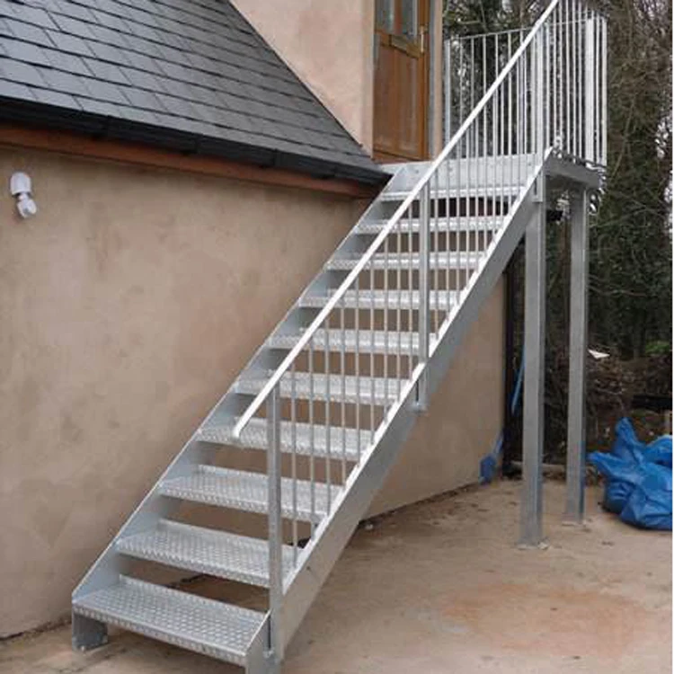 Outdoor galvanized steel stairs design metal  steps staircase treads exterior stair railing design
