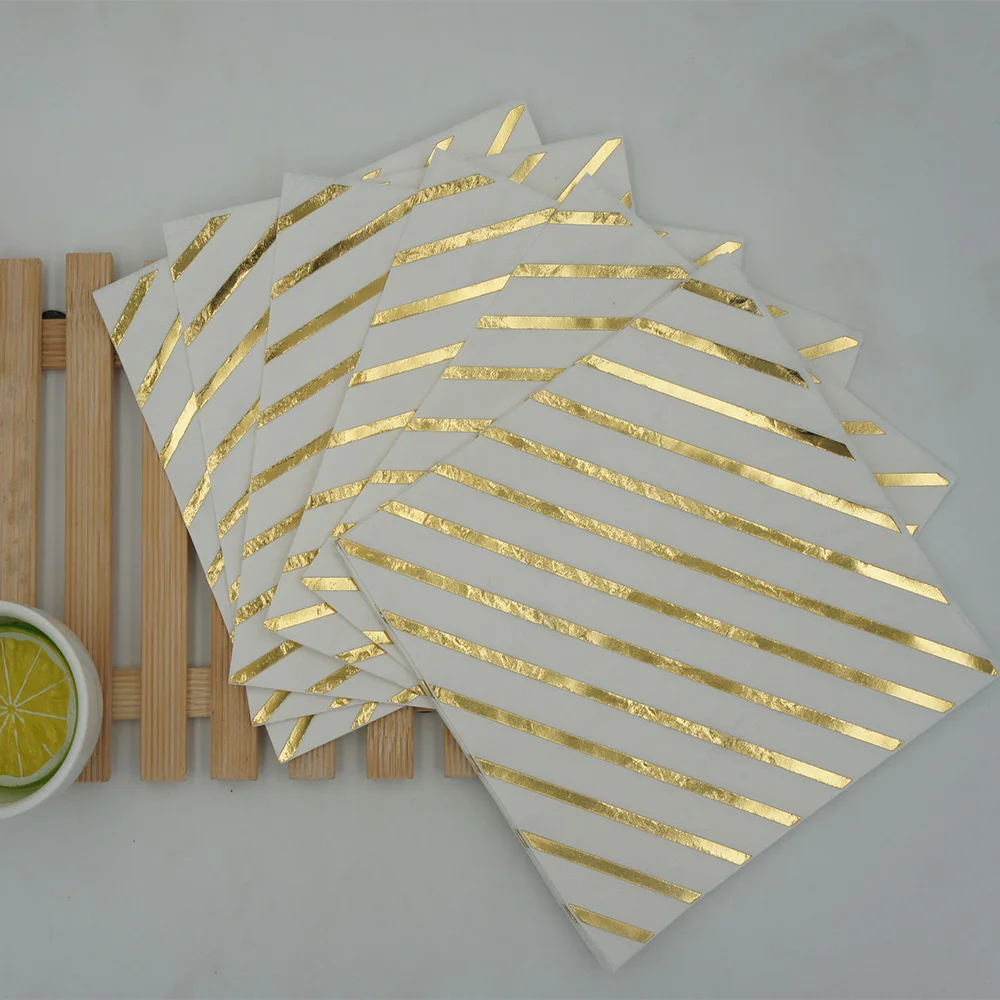 Custom gold foil printed paper napkins for cocktail party