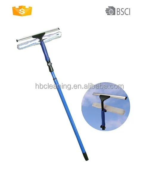 multi function window cleaning kit with rotating head microfiber cloth and telescopic pole window squeegee set
