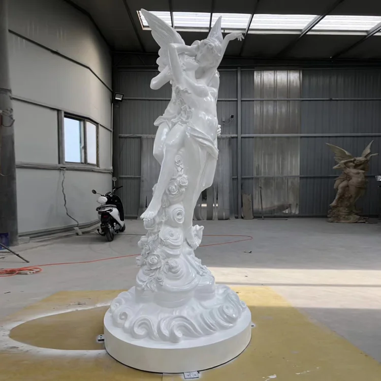 White Life-size Resin Greek love Angel Statues Fiberglass Sculpture for Sale