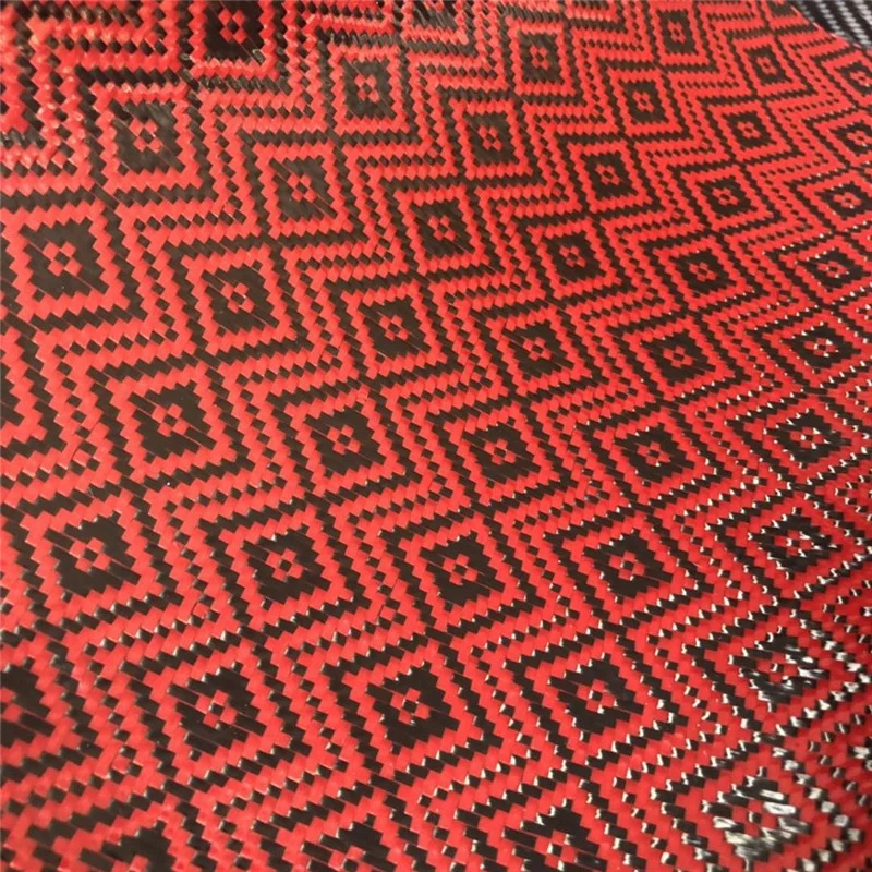 high strength professional pu coated colored jacquard red carbon aramid hybrid fiber cloth rolls price for sale cheap