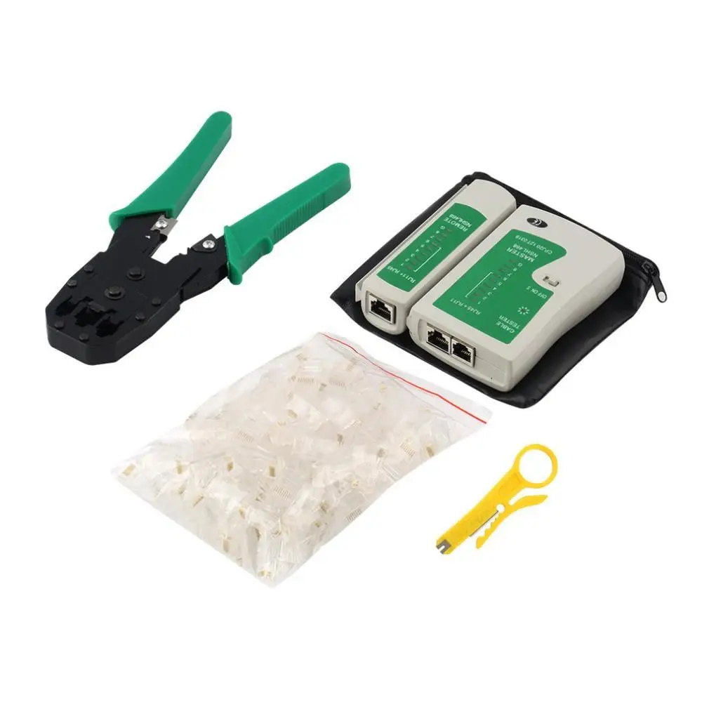 4 in 1 Portable Ethernet Network Cable Tester Tools Kits RJ45 Head Crimping Crimper Stripper Punch Down RJ11 Cat5 Cat6 Wire Line