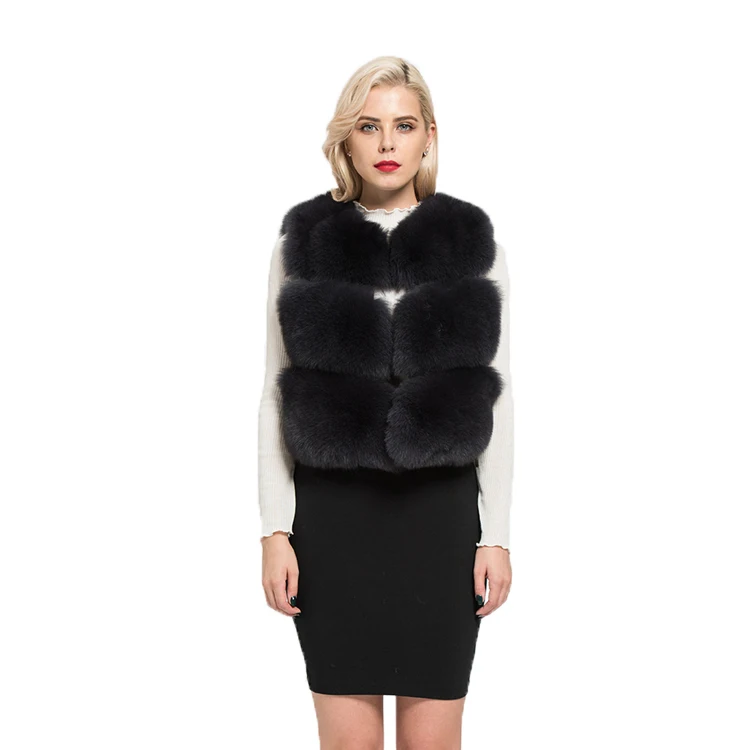 Высококачественный Женский жилет из натурального Лисьего меха, зимний теплый жилет в 3 ряда, пальто без рукавов, модный жилет